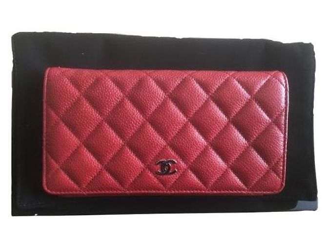 Chanel Yen Wallet Red Caviar Leather