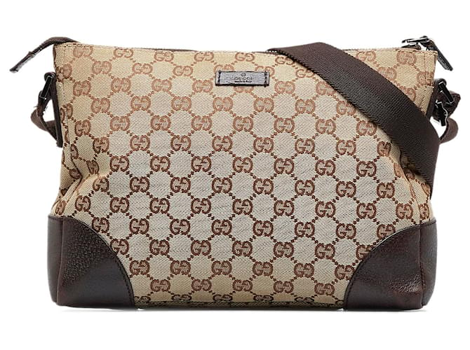 Gucci Vintage - GG Imprime Crossbody Bag - Brown - Leather Handbag