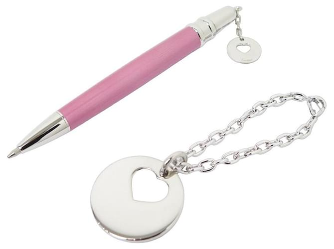 NEW CARTIER PEN WITH CHARMS ST230001 PINK KEY RING 33123 PEN