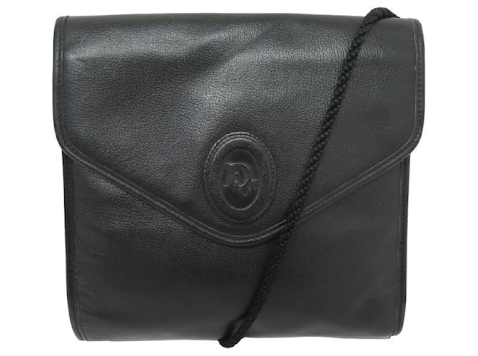 VINTAGE CHRISTIAN DIOR HANDBAG POUCH BANDOULIERE GRAINED LEATHER HANDBAG Black  ref.981360