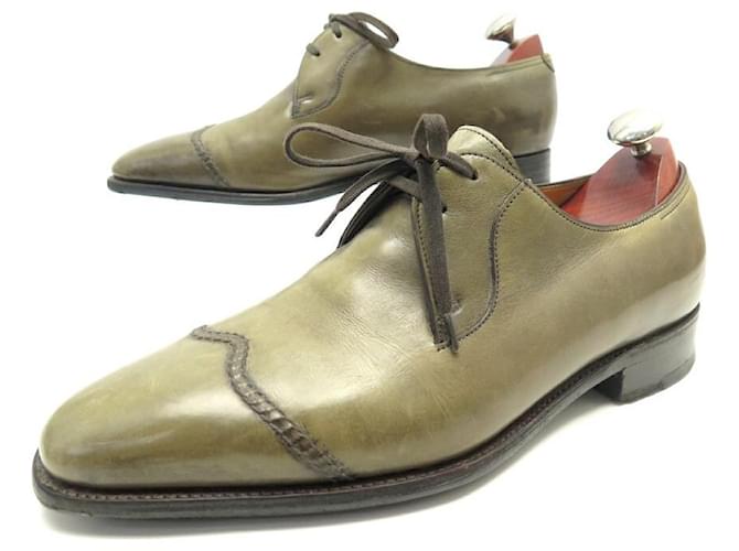 JOHN LOBB SHOES 2002 Derby 7E 41 IN GREEN LEATHER + SHOES SHOES  ref.981381