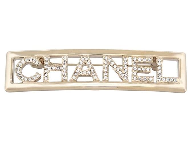 Other jewelry NEW CHANEL BROOCH STRASS BAR IN GOLDEN METAL + BOX NEW GOLDEN BROOCH  ref.981398
