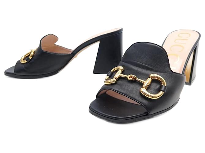 GUCCI SHOES MORS MULES 655412 in black leather 38 SANDALS SANDALS SHOES  ref.981400