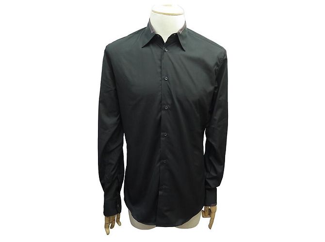 Hermès CAMICIA FITTING HERMES CON COLLO DRITTO 026250H20239 COTONE NERO M 39 15.5 Camicie