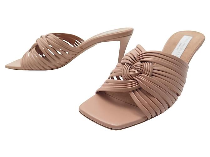 NEW STELLA MC CARTNEY MULES SHOES 800040 37 PINK LEATHER SANDALS