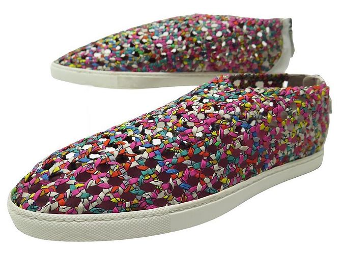 Hermès NUEVAS ZAPATOS HERMES OXYGENE 41 EN SEDA TRAMADA MULTICOLOR