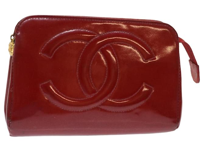 CHANEL Pouch Patent leather Red CC Auth bs6646 ref.981590 - Joli