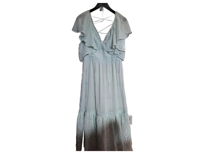 Autre Marque Kleid im englischen Stickerei-Stil mintgrün Hellgrün