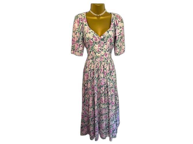 Autre Marque Laura Ashley Womens Vintage Cotton Floral Prairie Tea Dress US 6 UK 10 rare 1980 Multiple colors  ref.981739