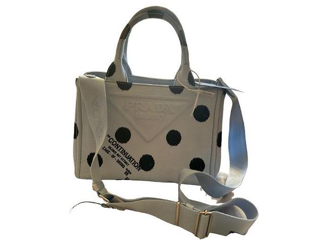 Bauletto Bolsa de mão Prada Drill Pois em tecido turquesa