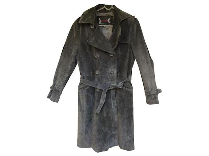 Autre Marque Trench coat de camurça Tom Collins tamanho XL Cinza  ref.981805
