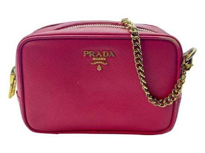 Kamera-Umhängetasche aus rosa Saffiano-Lux-Leder von Prada Pink  ref.982383