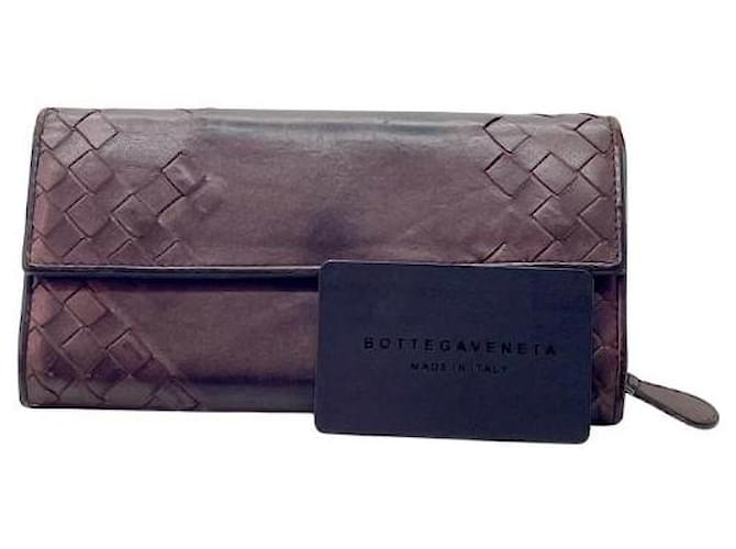 Portefeuille long Bottega Veneta Intrecciato avec porte-monnaie Cuir Noir  ref.982385