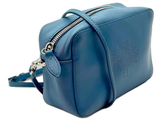 Mulberry Blossom Pochette with Strap Calf Nappa Leather Steel Blue Crossbody Bag  ref.982387