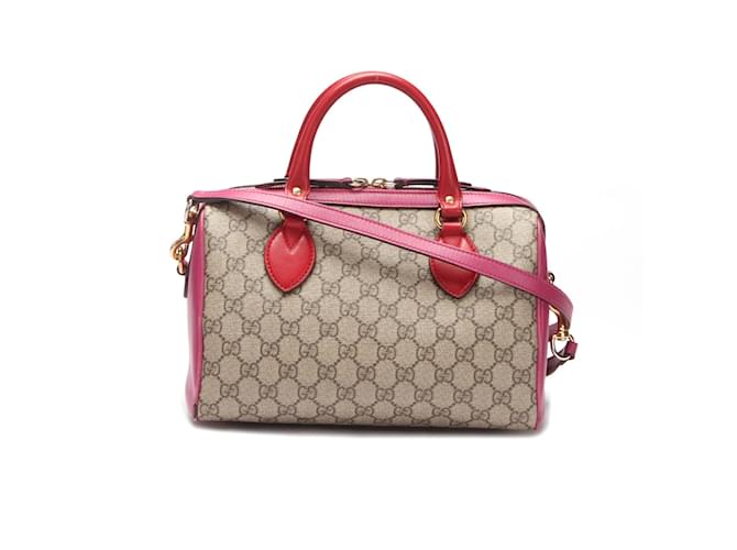 Gucci Borsa Boston piccola GG Supreme 409529 Rosa Tela ref.982397 Joli Closet