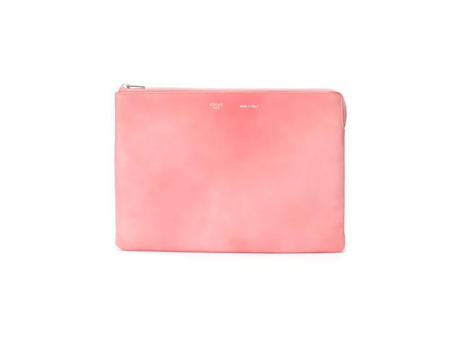 Céline Leather Clutch Bag Pink Pony-style calfskin  ref.982402