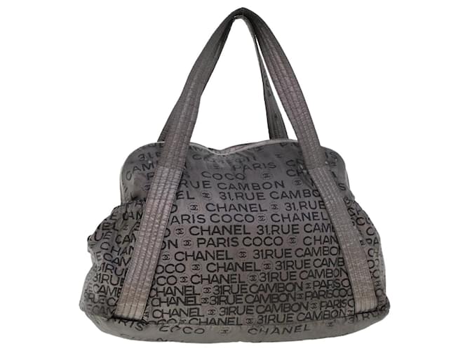 CHANEL Shoulder Bag Nylon Silver CC Auth bs6671 Silvery ref.982504