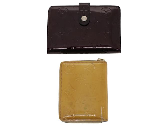 LOUIS VUITTON Monogram Vernis Wallet 2Set Beige Violet LV Auth bs6716 Purple Patent leather  ref.982567