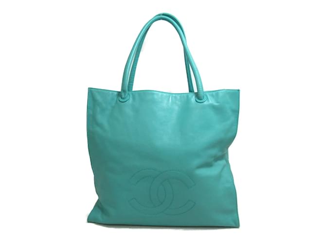Chanel CC Leather Tote Bag Green Pony-style calfskin ref.982808