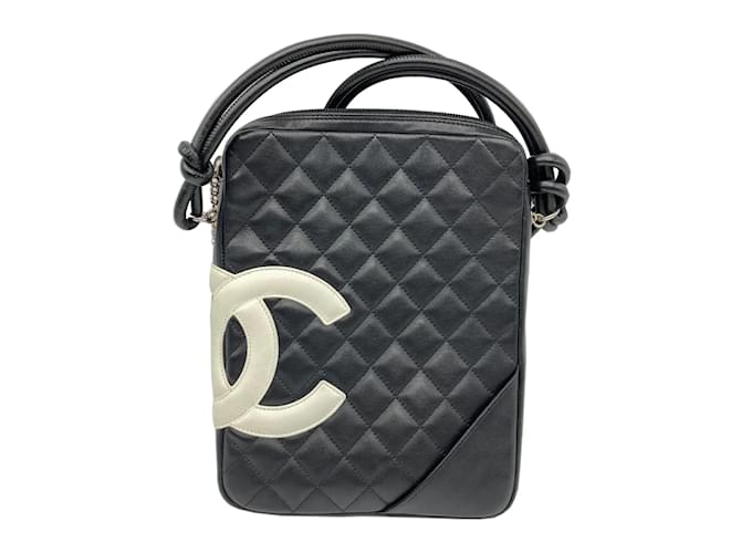 Chanel Cambon Quilted Leather Shoulder Bag Black Pony-style