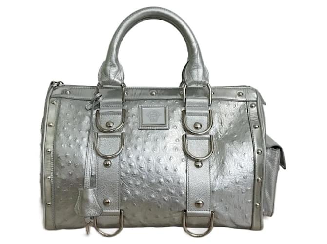 Versace Handtaschen Silber Leder  ref.982856