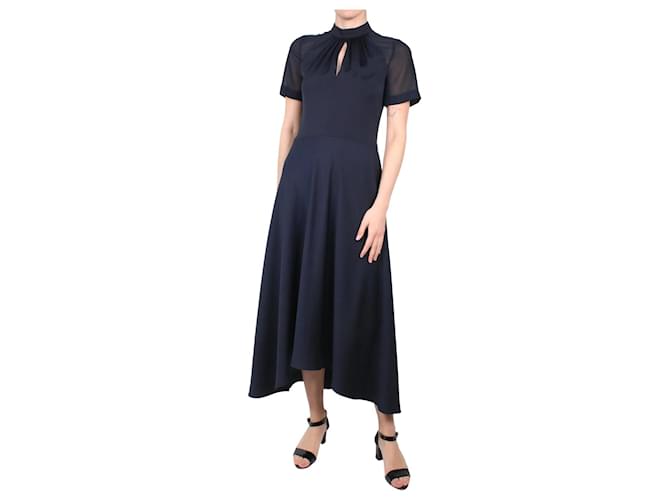Autre Marque Blue short-sleeved asymmetric midi dress - size UK 8 Polyester  ref.983068