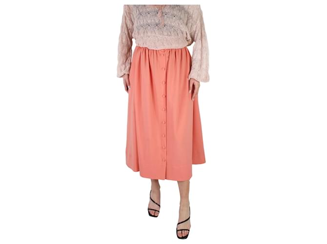 Autre Marque Pink button up maxi skirt - size UK 6 Polyester  ref.983161