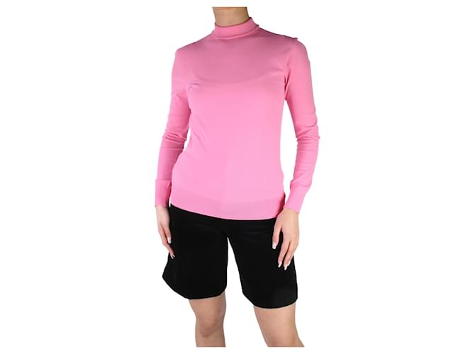 Bottega Veneta Pink long-sleeved high-neck top - size L Viscose  ref.983168