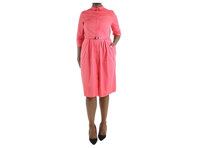 Autre Marque Pink belted shirt dress - size IT 46 Cotton  ref.983274