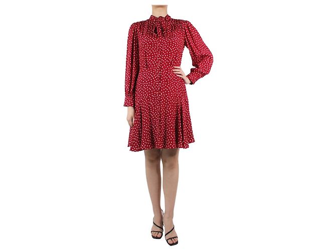 Rebecca Taylor Rotes Kleid mit Herzmuster – Größe US 6