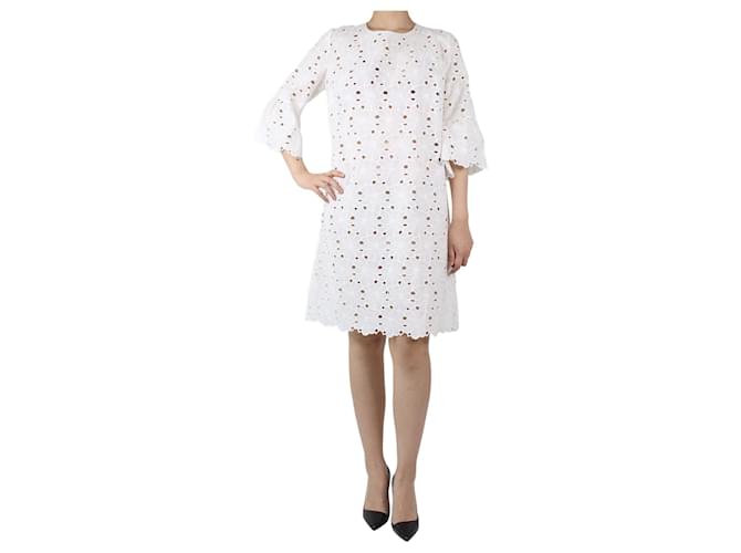 Autre Marque White embroidered dress - size UK 10  ref.983300