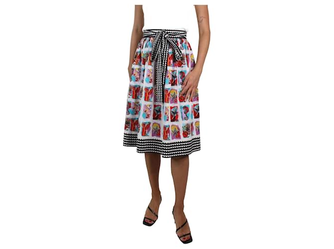 Mary Katrantzou Multicolour stamps print midi skirt - size UK 8 Multiple colors Cotton  ref.983387