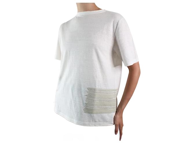 Fabiana Filippi T-shirt bianca con dettagli ricamati - taglia UK 8 Bianco  ref.983399