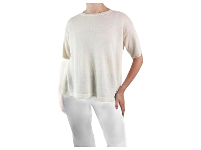 Weekend Max Mara Cream short-sleeved crewneck sweater - size S Linen  ref.983400
