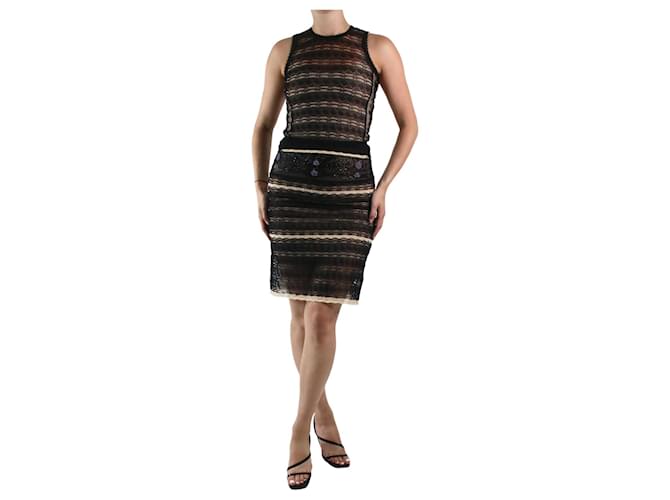 Alessandro Dell'Acqua Black sleeveless lace top and skirt set - size UK 8/10 Viscose  ref.983413