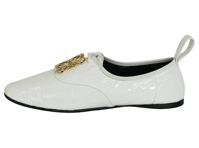 Loewe Sapatos derby com anagrama de couro envernizado branco - tamanho UE 38  ref.983420