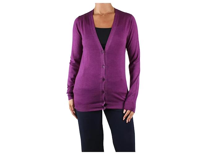 Prada Purple knitted button-up cardigan - size IT 42  ref.983476