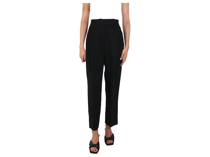 Totême Black pleated crepe trousers - size UK 6 Viscose  ref.983579