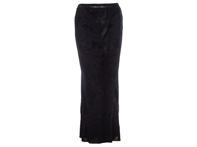Issey Miyake Schwarzer Maxi-Spitzenrock