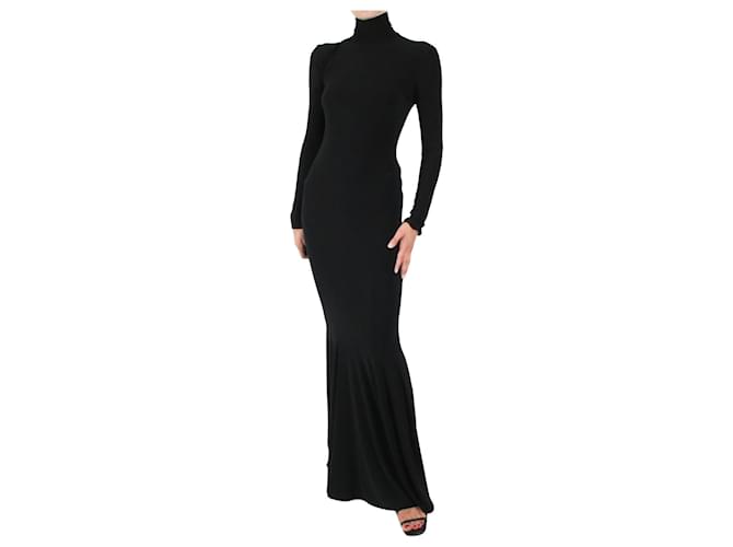 Norma Kamali Robe longue noire à col montant - taille S Polyester  ref.983589