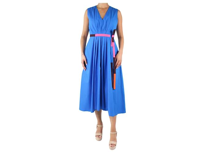 Roksanda Blaues Alenya-Kleid aus Baumwollpopeline mit Gürtel – Größe UK 10 Baumwolle  ref.983630