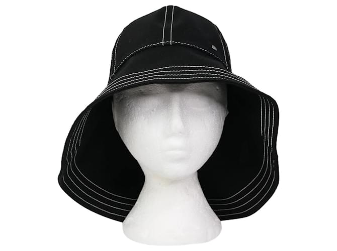 Autre Marque Cappello da sole nero con cuciture a contrasto  ref.983648
