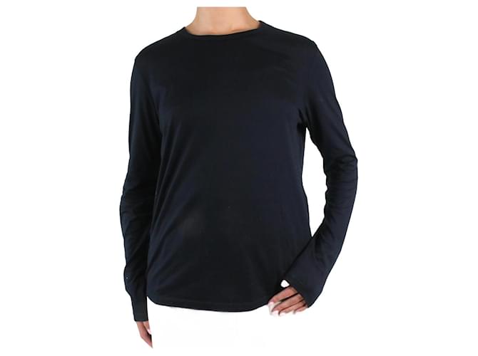 Adriano Goldschmied Black round-neck long sleeve top - size M Cotton  ref.983718