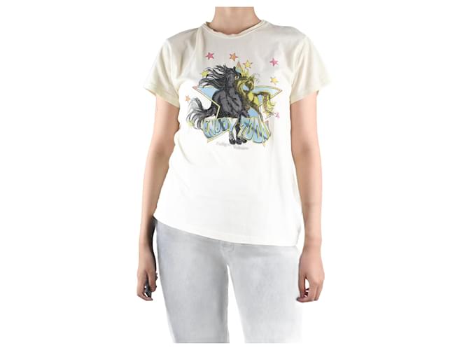 Zadig & Voltaire Gelbes kurzärmeliges bedrucktes T-Shirt – Größe S Baumwolle  ref.983722