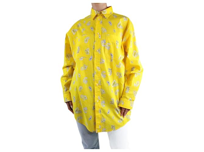 Etro Yellow paisley print button-up shirt - size M Cotton  ref.983791