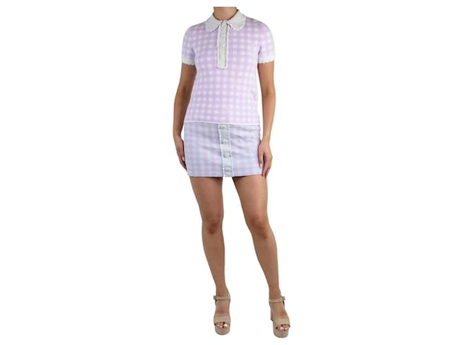 Maje Purple checked knitted top and skirt set - size UK 8/10 Viscose  ref.983803