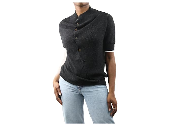 Y'S Black short-sleeved knit top - size UK 10  ref.983808
