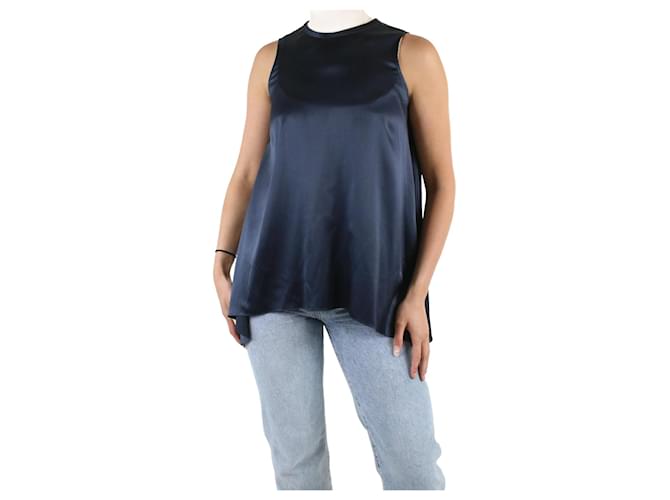 Brunello Cucinelli Blue silk sleeveless top - size S  ref.983835