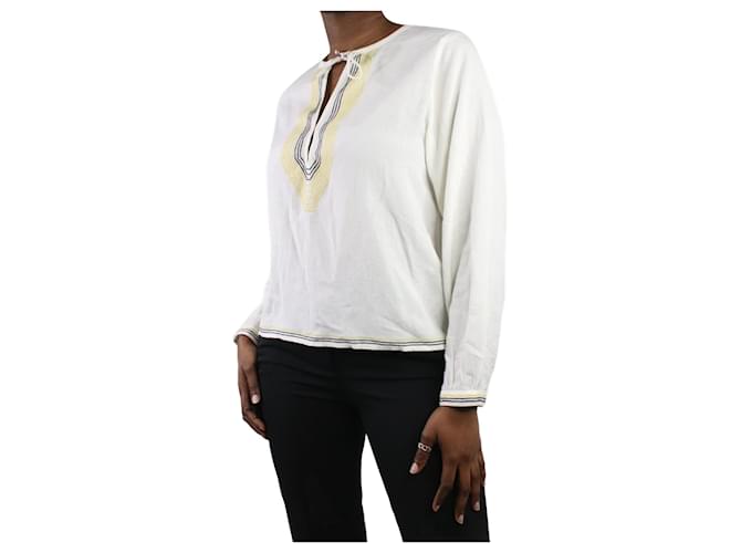 Autre Marque Cream embroidered blouse - size 3 Viscose  ref.983845