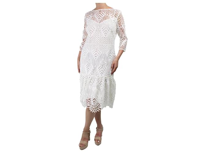 Alice by Temperley White crochet midi dress - size UK 12 Polyester  ref.983852